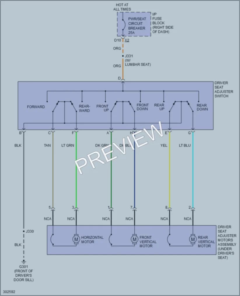 2009 Buick LaCrosse Power Seats wiring diagram preview