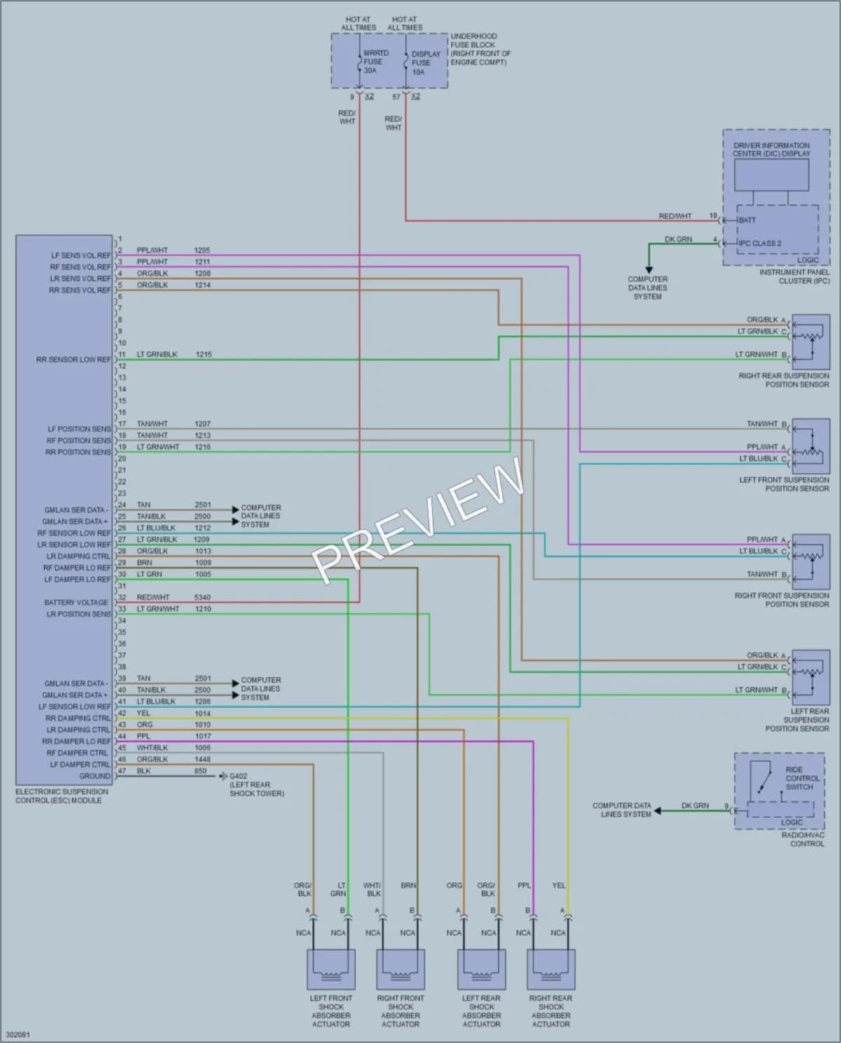 2009 Cadillac CTS Electronic Suspension wiring diagram preview