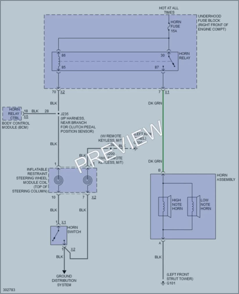 2009 Cadillac CTS Horn wiring diagram preview