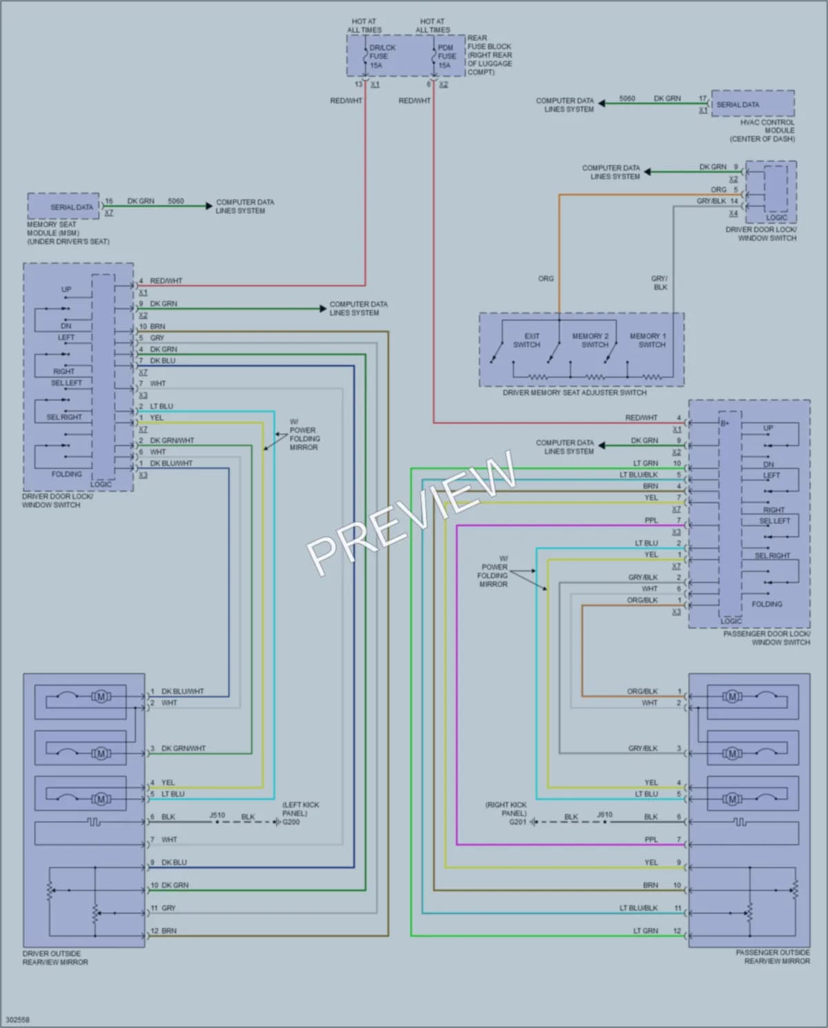 2009 Cadillac CTS Memory Systems wiring diagram preview