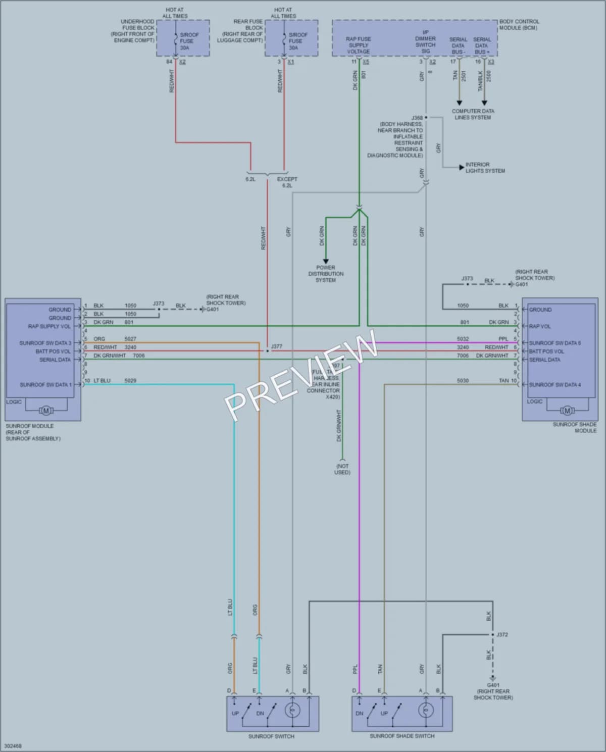 2009 Cadillac CTSV Power Top Sunroof wiring diagram preview
