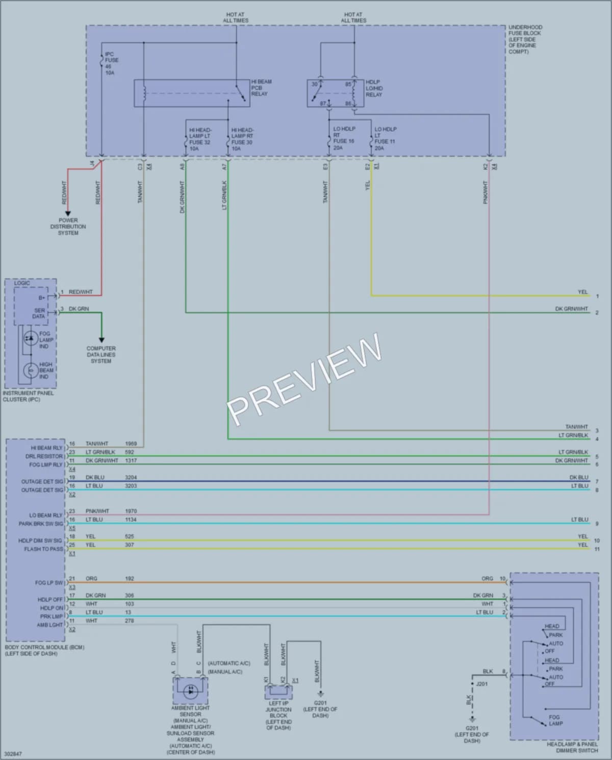 2009 Cadillac Escalade Headlights wiring diagram preview
