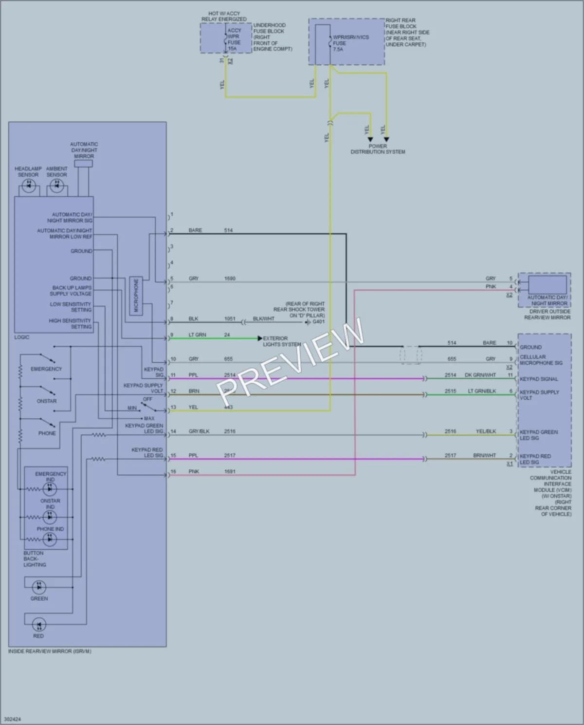 2009 Cadillac SRX Power Mirrors wiring diagram preview