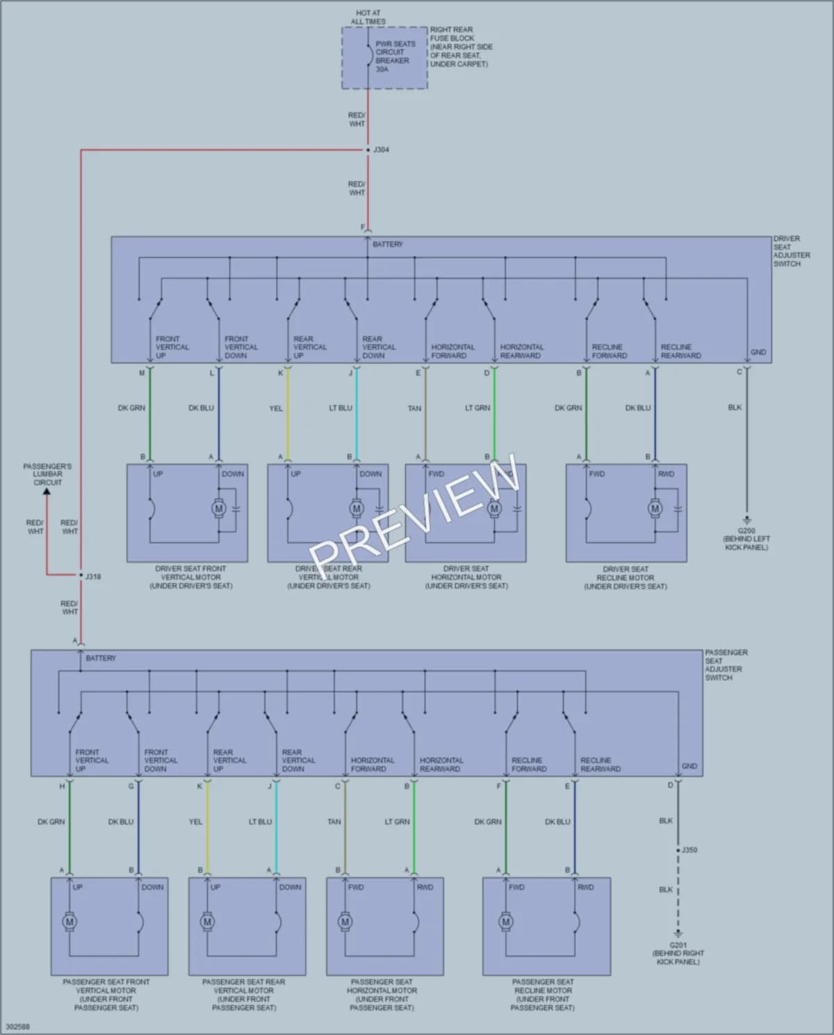 2009 Cadillac SRX Power Seats wiring diagram preview