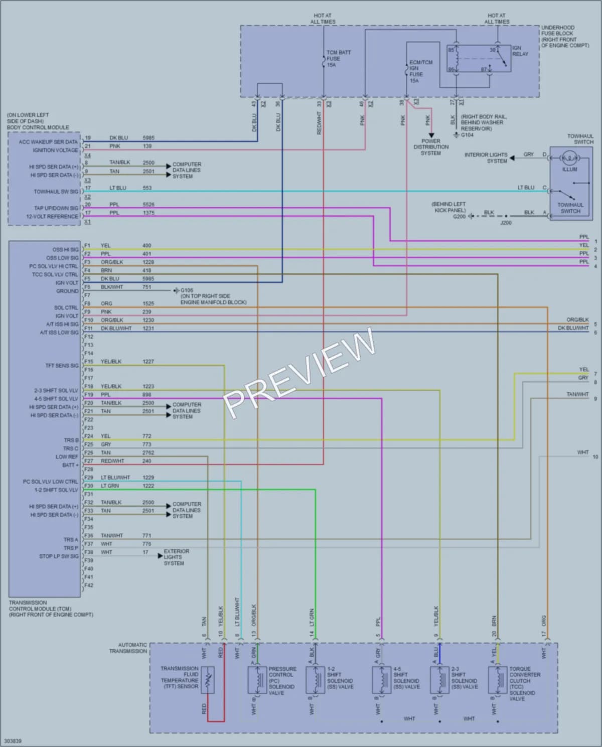 2009 Cadillac SRX Transmission wiring diagram preview