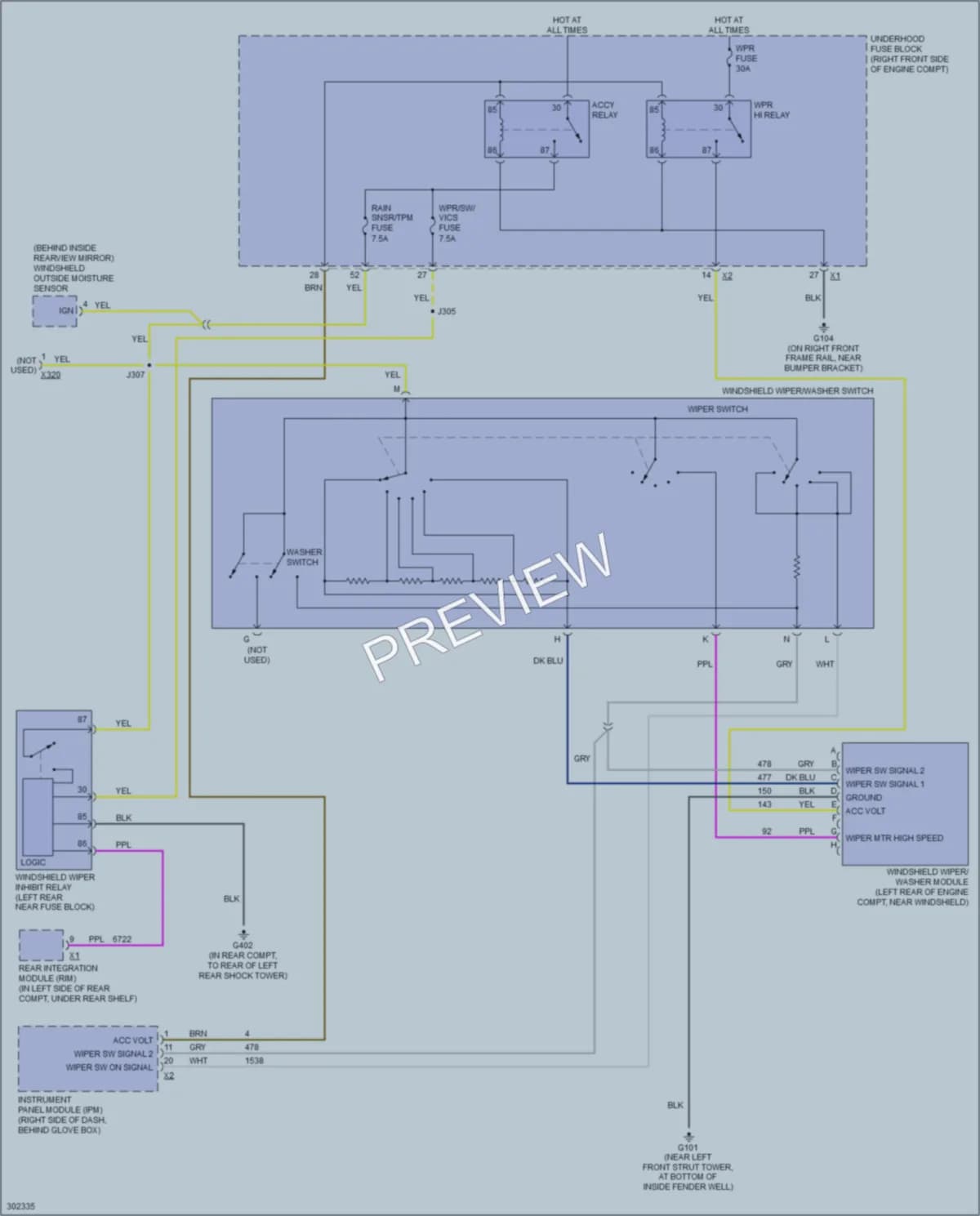2009 Cadillac STS Wiper Washer wiring diagram preview