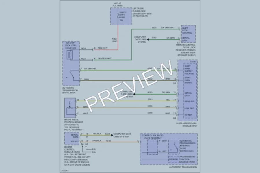 2009 Cadillac STSV Shift Interlock wiring diagram preview