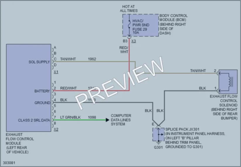 2009 Cadillac XLR Electronic Muffler wiring diagram preview