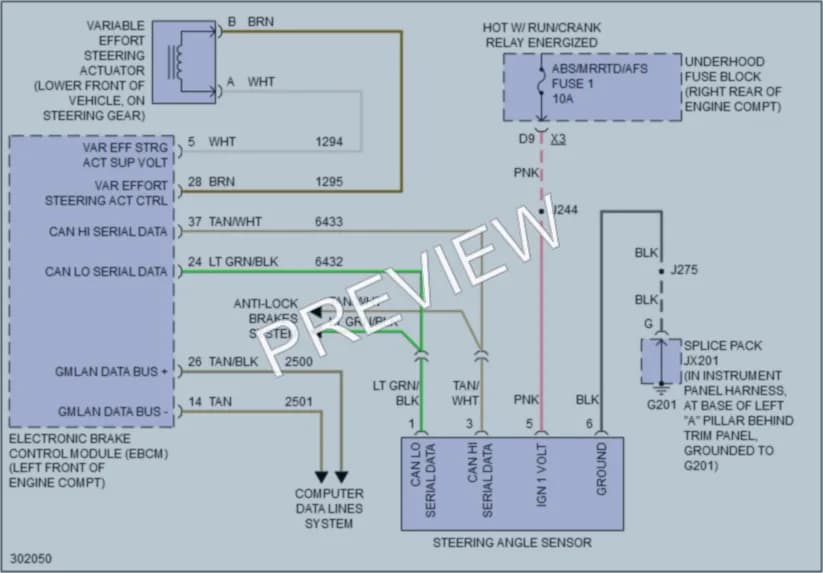 2009 Cadillac XLRV Electronic Power Steering wiring diagram preview