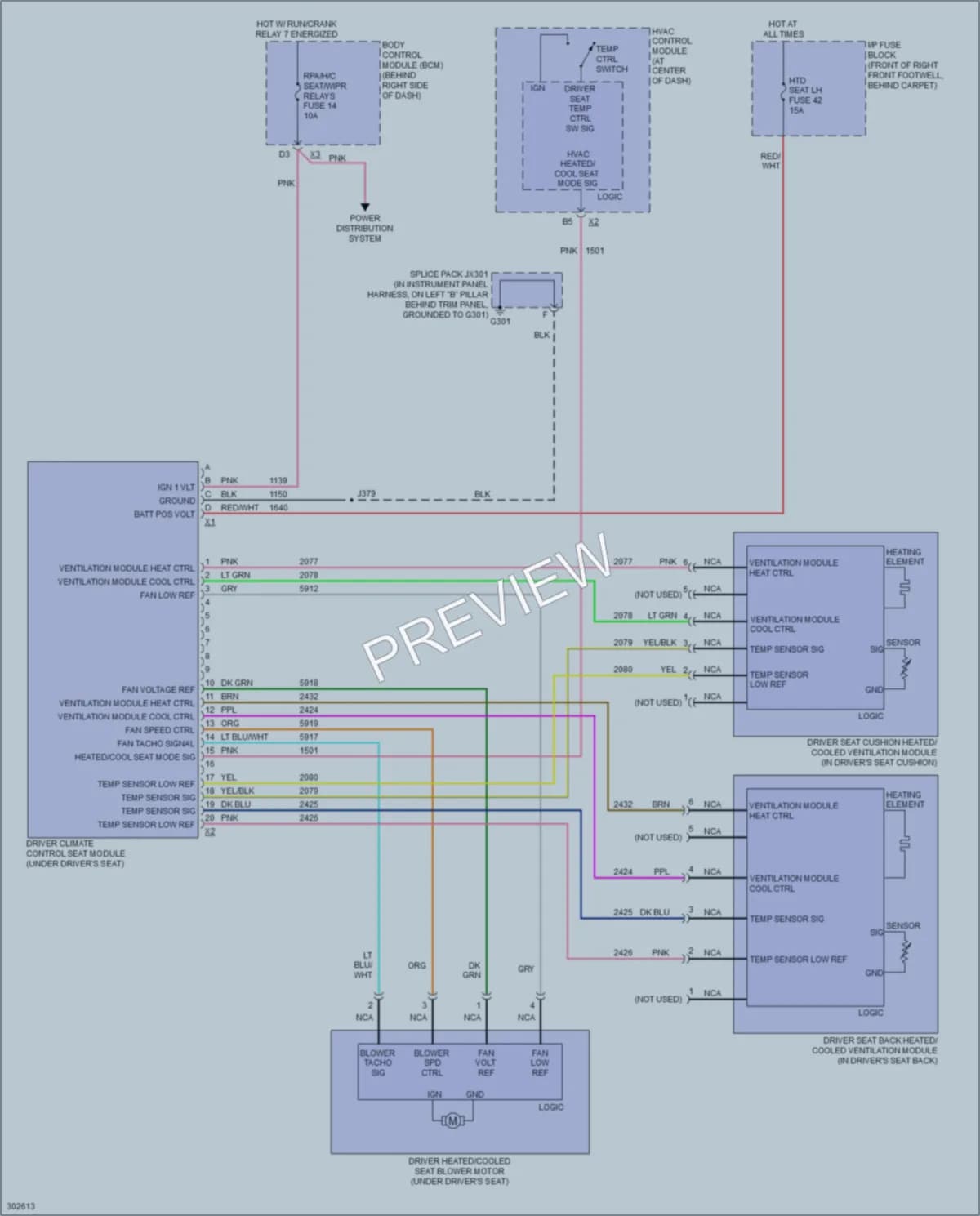 2009 Cadillac XLRV Power Seats wiring diagram preview