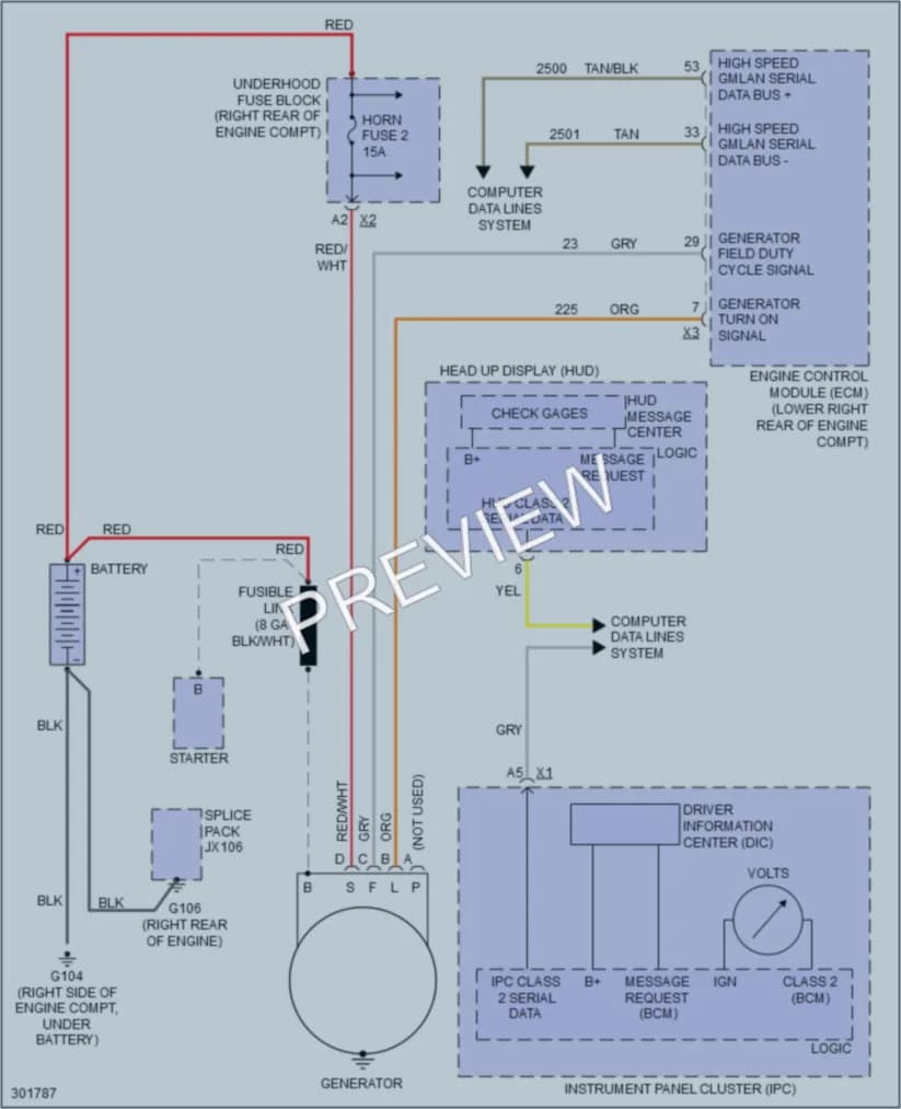 2009 Cadillac XLRV Starting Charging wiring diagram preview
