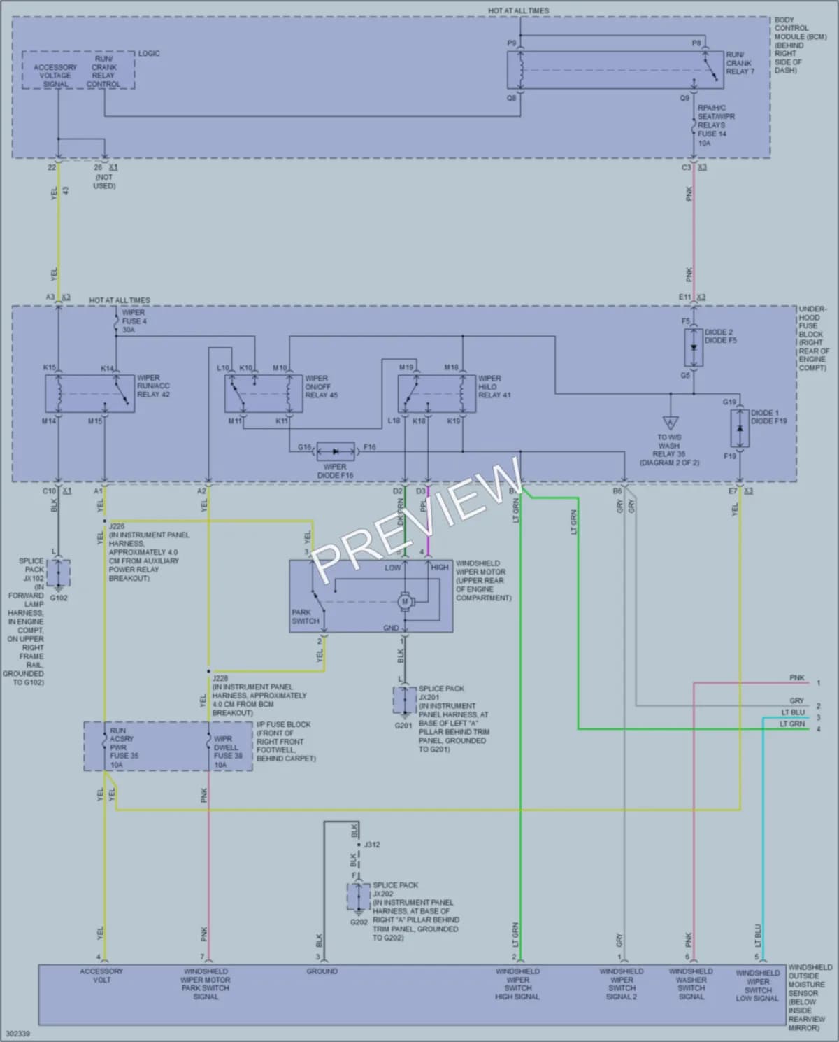 2009 Cadillac XLRV Wiper Washer wiring diagram preview