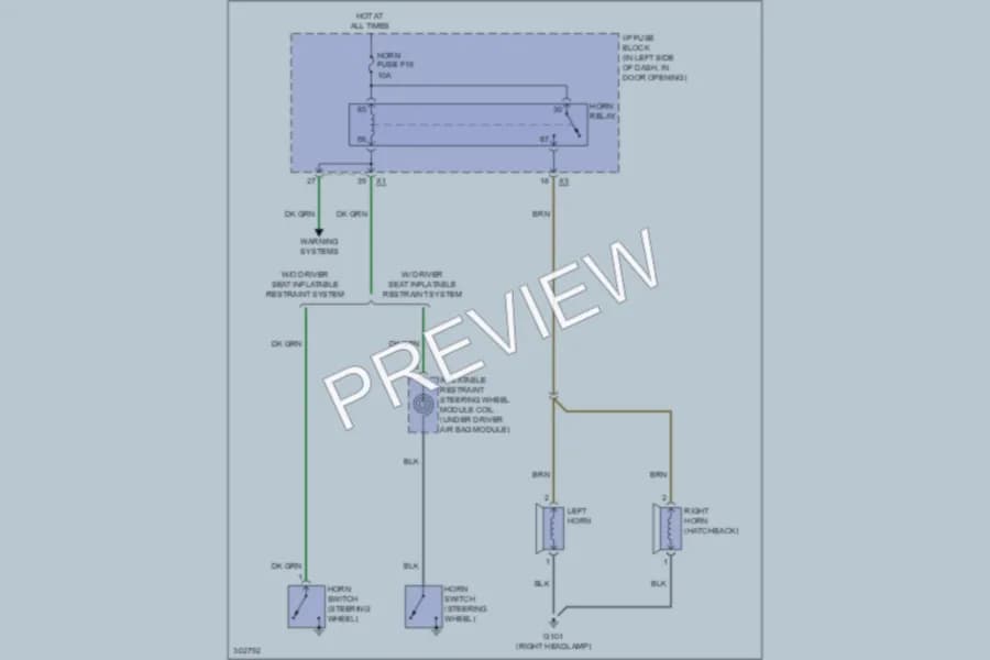 2009 Chevrolet Aveo Horn wiring diagram preview