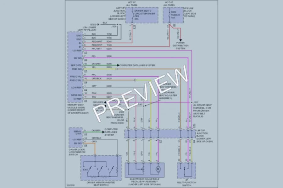 2009 Chevrolet 2500 Hd Memory Systems wiring diagram preview with protected circuit layout