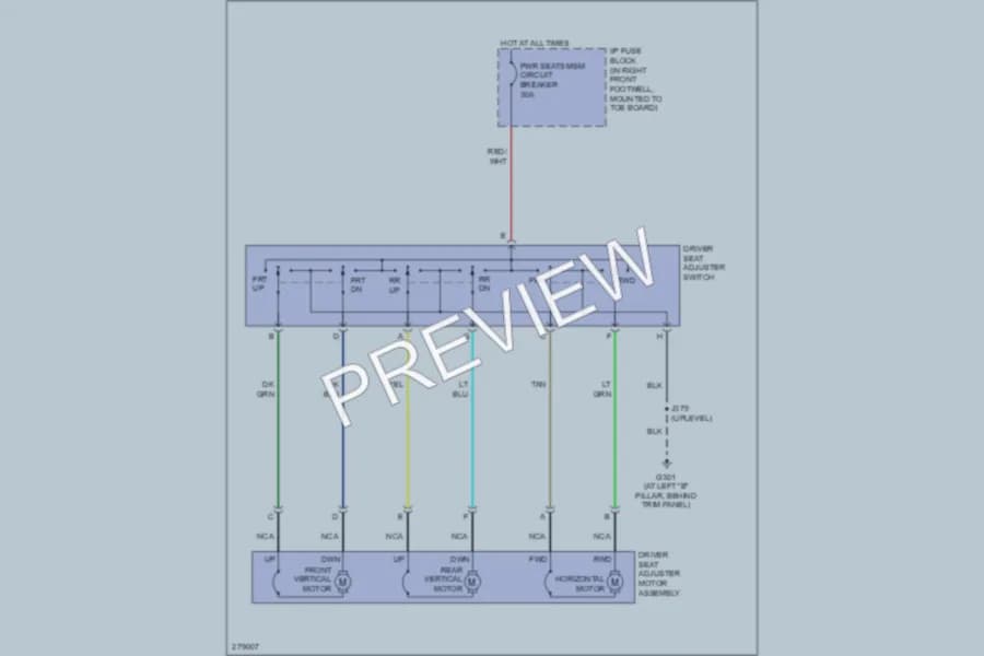 2009 Chevrolet Corvette Power Seats wiring diagram preview