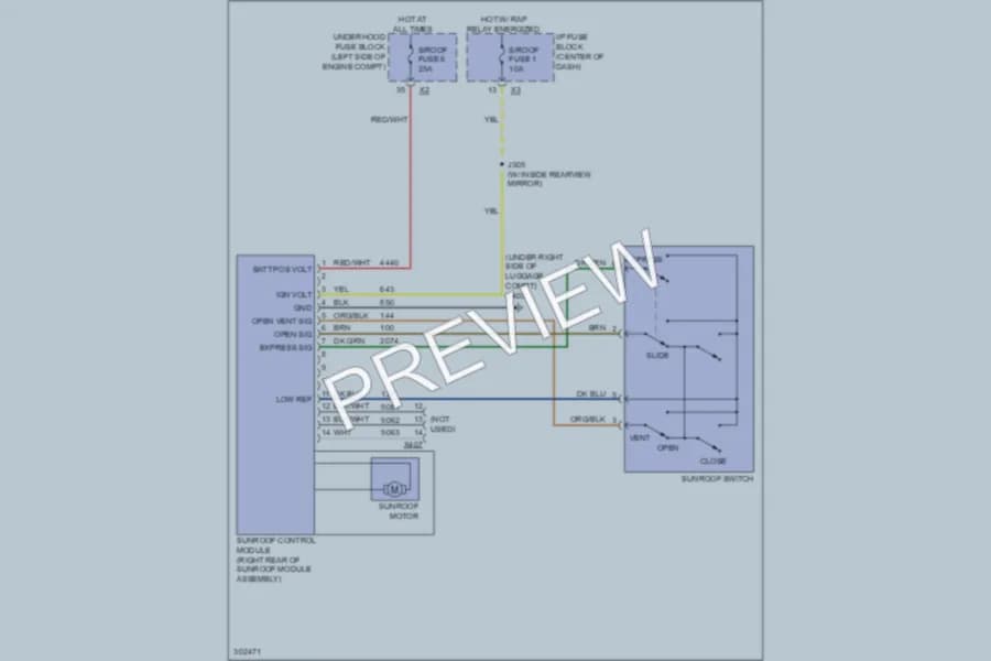 2009 Chevrolet Equinox Power Top Sunroof wiring diagram preview