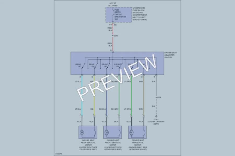 2009 Chevrolet HHR Power Seats wiring diagram preview