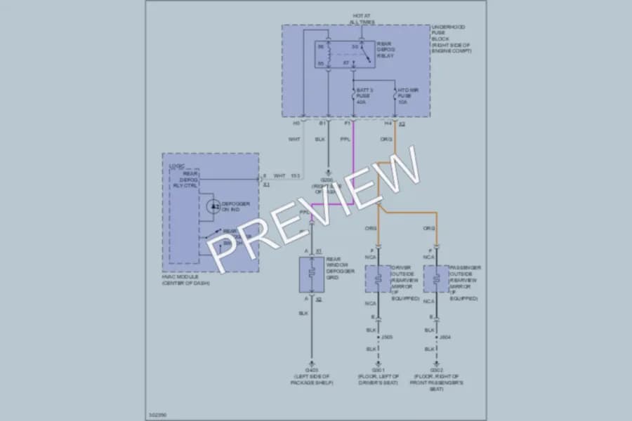 2009 Chevrolet Impala Defoggers wiring diagram preview