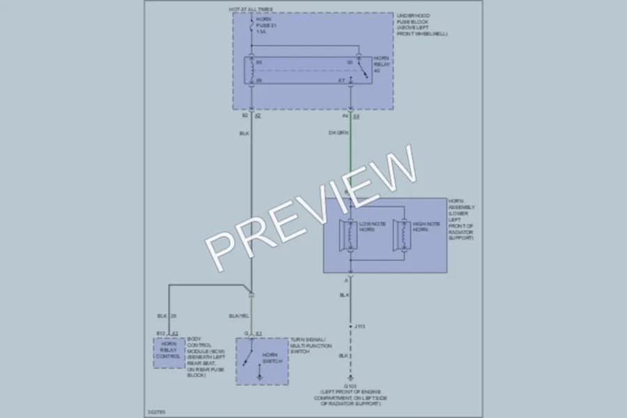 2009 Chevrolet TrailBlazer Horn wiring diagram preview