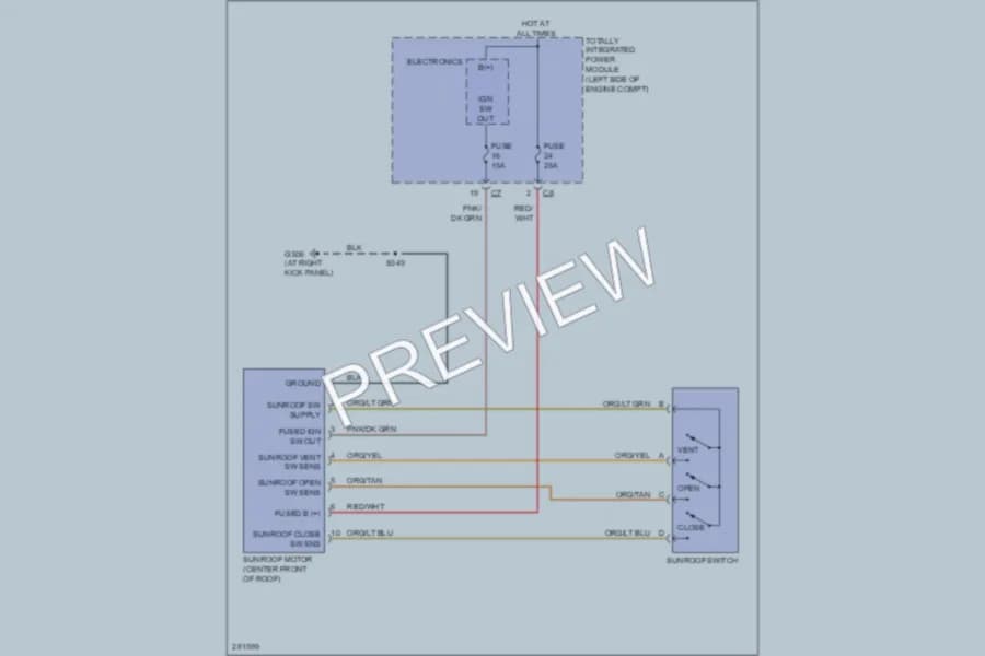 2009 Dodge Avenger Power Top Sunroof wiring diagram preview