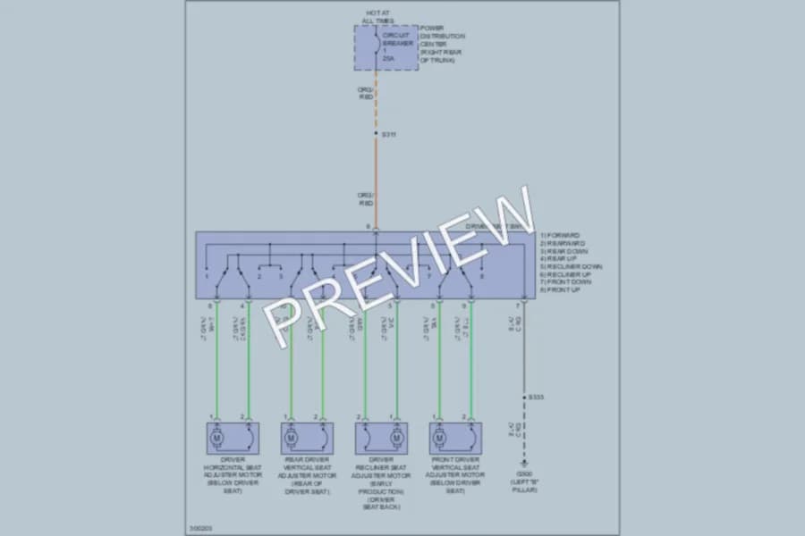 2009 Dodge Challenger Power Seats wiring diagram preview