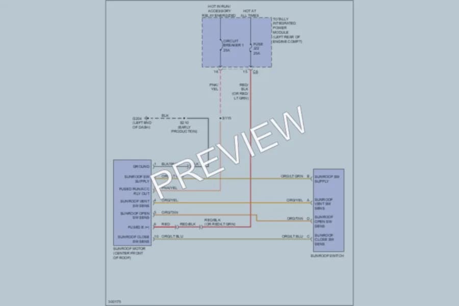 2009 Dodge Journey Power Top Sunroof wiring diagram preview