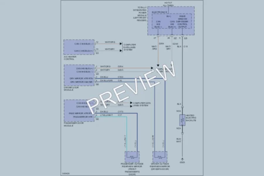 2009 Dodge R1500 Defoggers wiring diagram preview with protected circuit layout