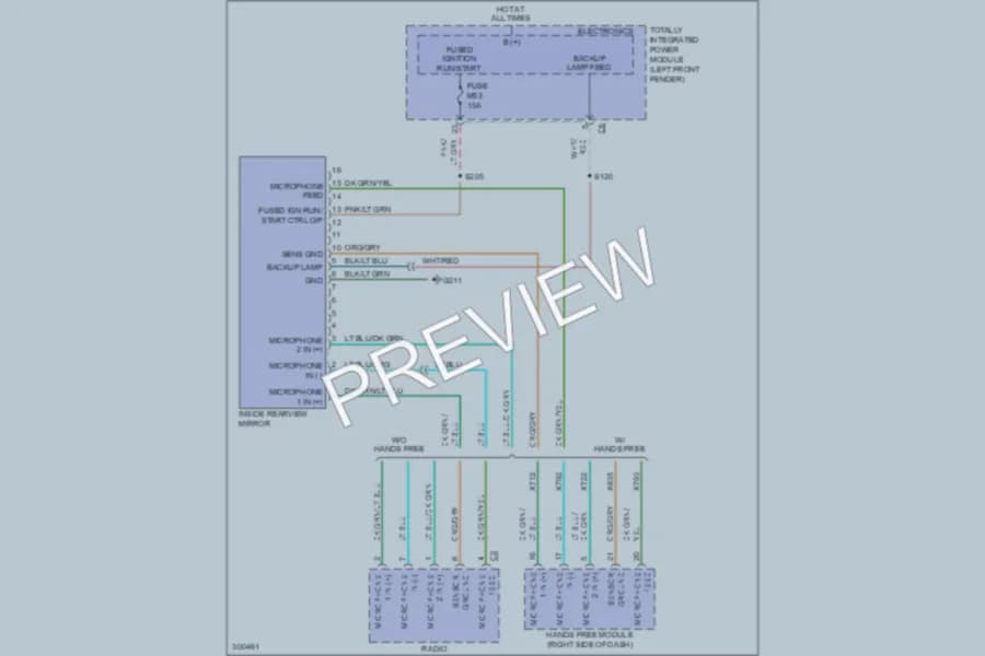 2009 Dodge R1500 Power Mirrors wiring diagram preview with protected circuit layout