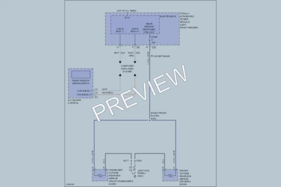 2009 Dodge R2500 Defoggers wiring diagram preview with protected circuit layout