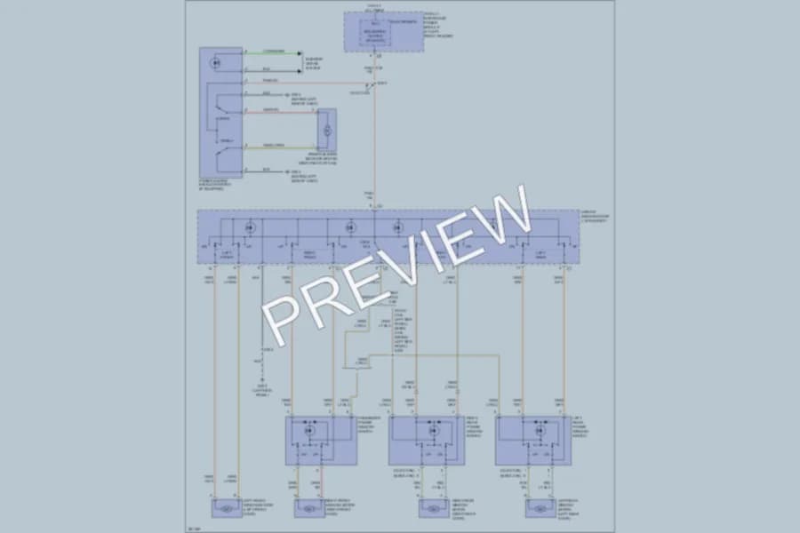 2009 Dodge R2500 Power Windows wiring diagram preview with protected circuit layout