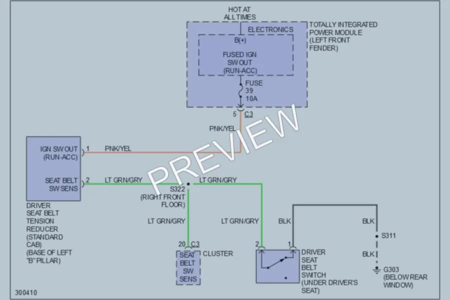 2009 Dodge R3500 Hd Passive Restraints wiring diagram preview with protected circuit layout