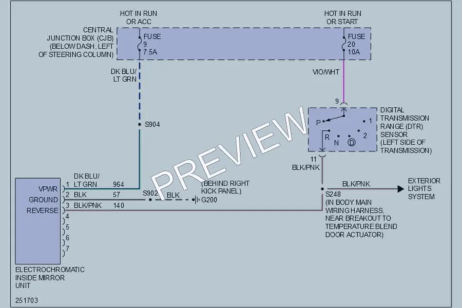 2009 Ford CrownVictoria Power Mirrors wiring diagram preview