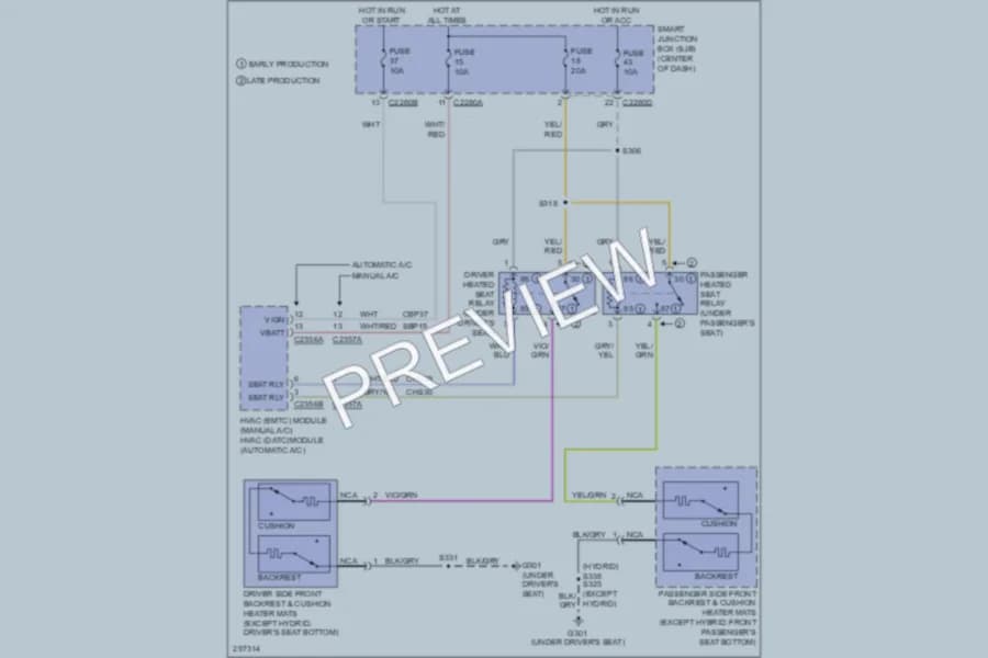 2009 Ford Escape Power Seats wiring diagram preview