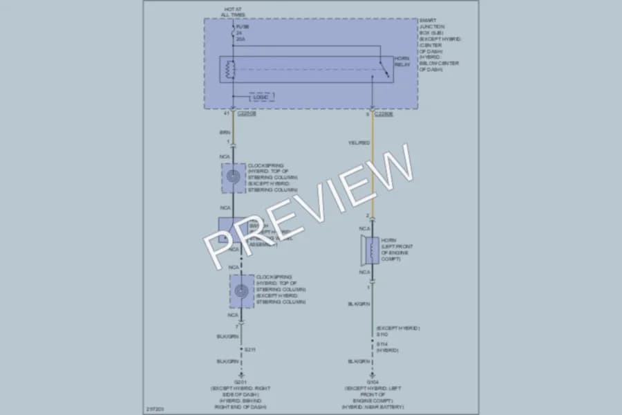 2009 Ford EscapeHybrid Horn wiring diagram preview