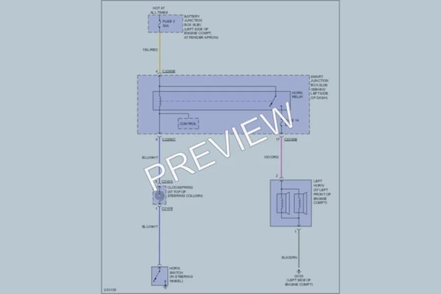 2009 Ford Explorer Horn wiring diagram preview