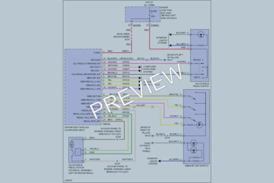 2009 Ford Explorer Memory Systems wiring diagram preview
