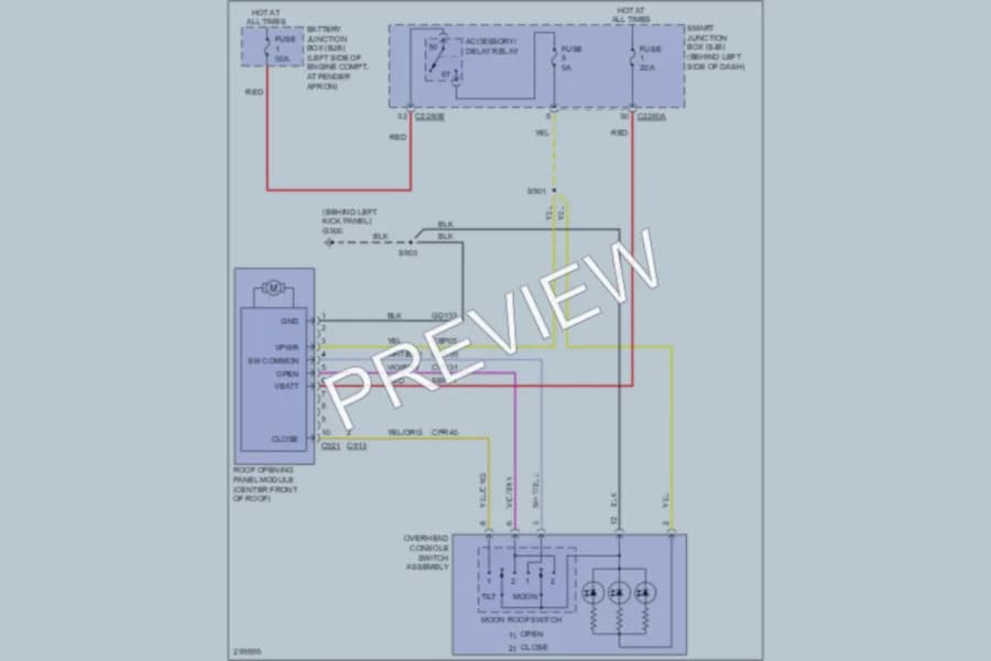 2009 Ford Explorer Power Top Sunroof wiring diagram preview