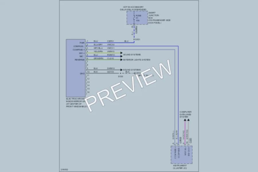2009 Ford F250 Super Duty Power Mirrors wiring diagram preview with protected circuit layout