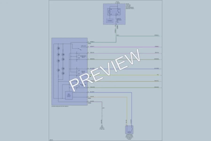2009 Ford F250 Super Duty Power Windows wiring diagram preview with protected circuit layout