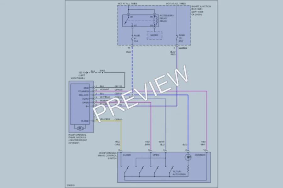 2009 Ford Flex Power Top Sunroof wiring diagram preview