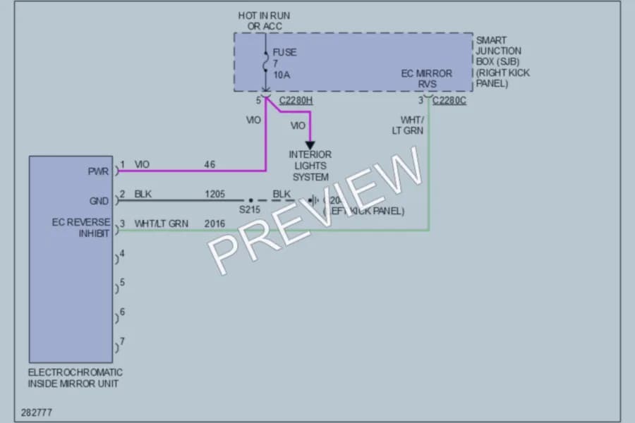 2009 Ford Mustang Power Mirrors wiring diagram preview