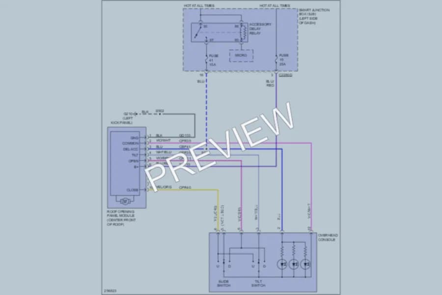 2009 Ford TaurusX Power Top Sunroof wiring diagram preview