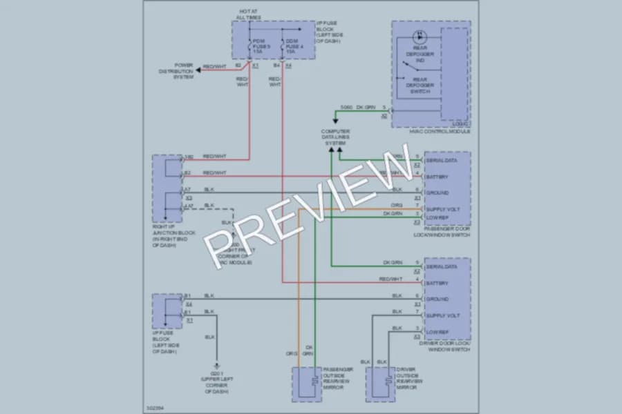 2009 GMC 3500 Hd Defoggers wiring diagram preview with protected circuit layout