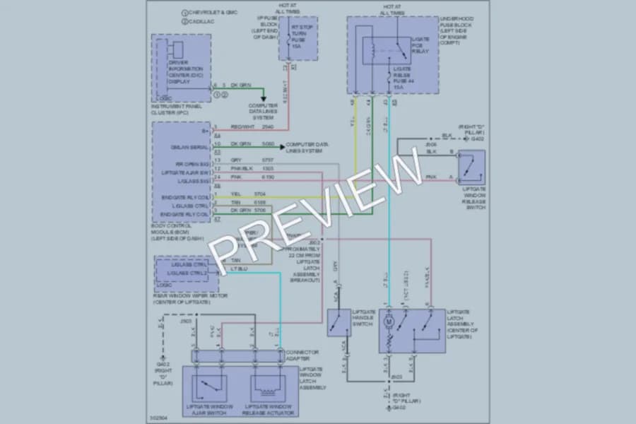 2009 GMC C2500YukonXL Trunk Tailgate Fuel Door wiring diagram preview