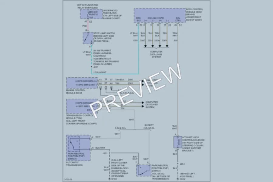 2009 GMC G3500 Shift Interlock wiring diagram preview with protected circuit layout
