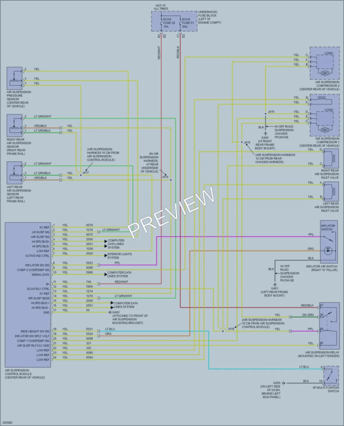 2009 HUMMER H2SUT Electronic Suspension wiring diagram preview