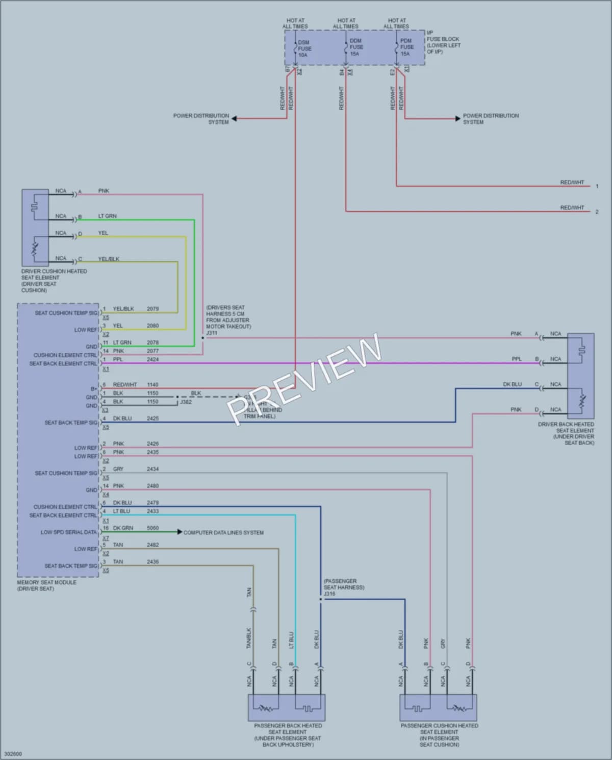 2009 HUMMER H2SUV Power Seats wiring diagram preview