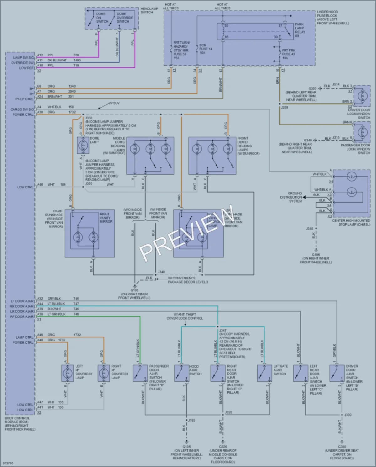 2009 HUMMER H3T Interior Lights wiring diagram preview