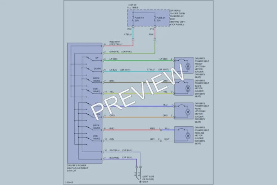 2009 Honda Accord Power Seats wiring diagram preview