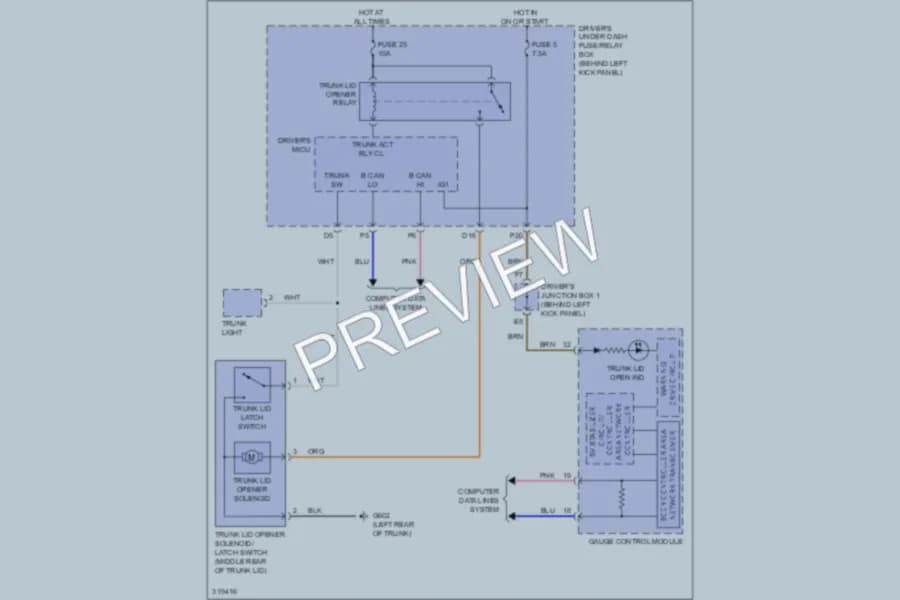 2009 Honda Accord Trunk Tailgate Fuel Door wiring diagram preview
